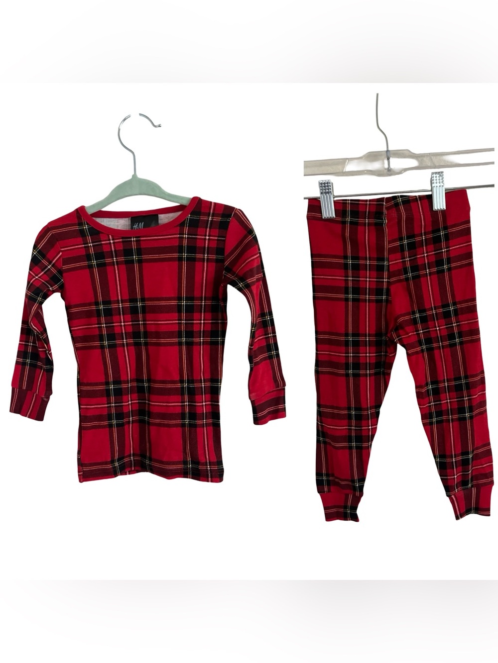 H&M Red Plaid Pajama Set 2Y